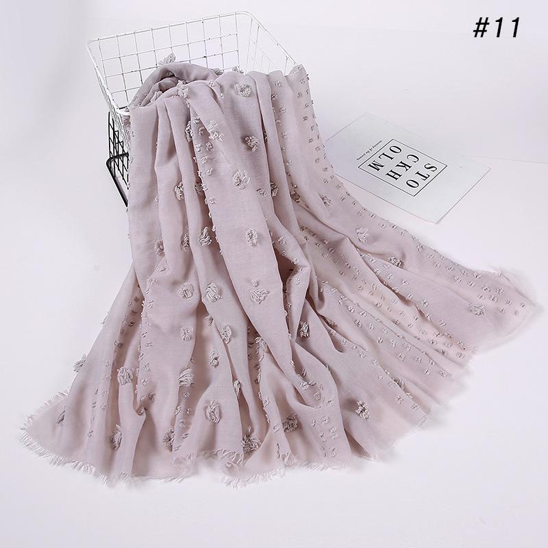 Flocked Bubble Chiffon Scarf Hijabs For Muslim Women Soild Color Breathable Islamic Headscarf Arab Head Scarves