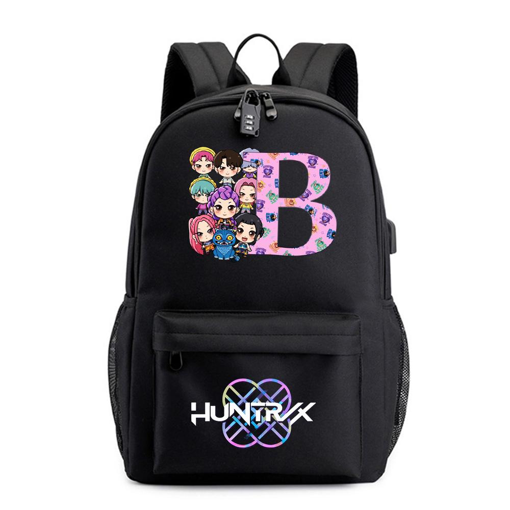 26 English Letter K-Pop Printed Backpack for Teenager Student Girl Boy Bookbag Schoolbag Women Large Capacity Waterproof Travel Bag Kid Gift