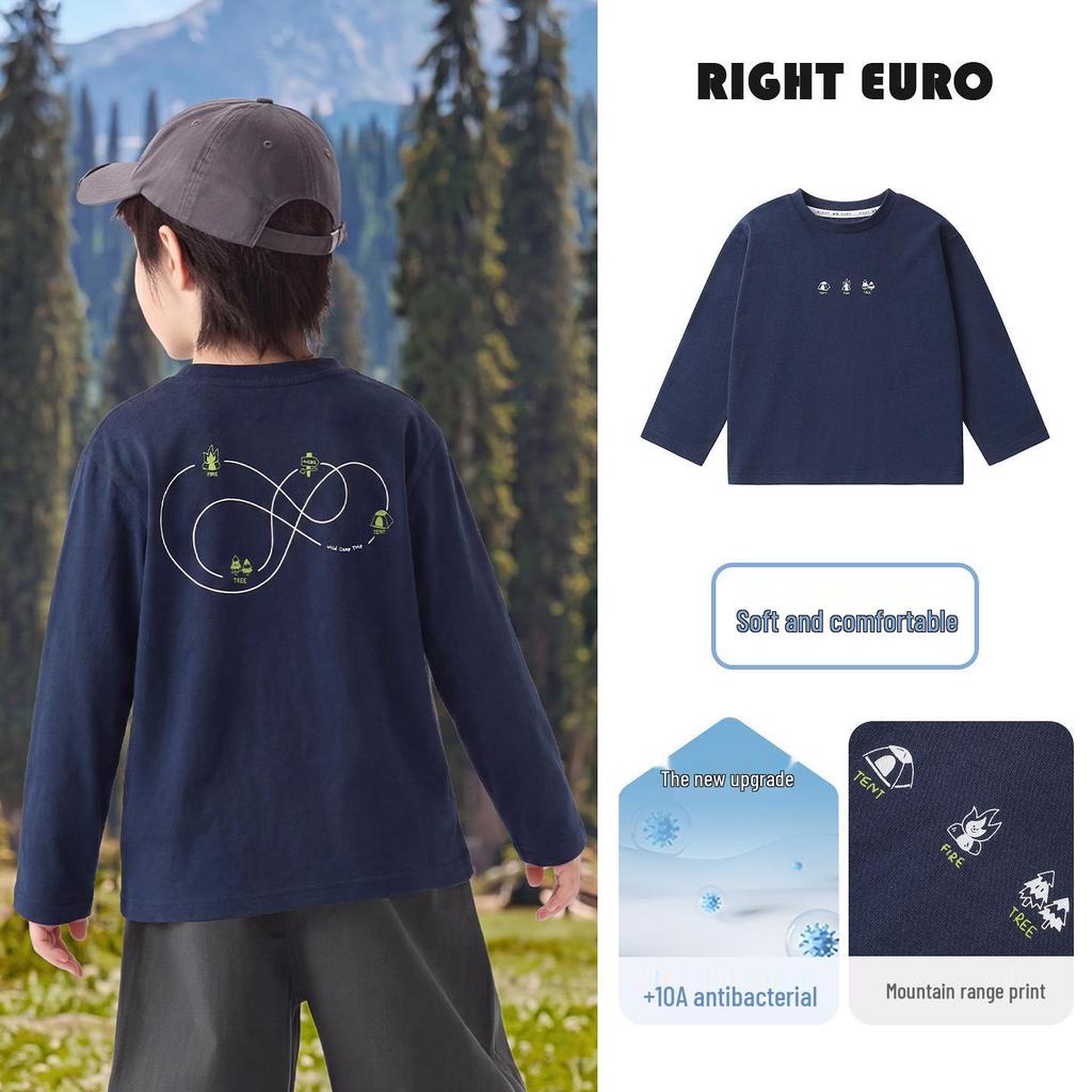 2026 Trendy Boys' Pure Cotton Long-Sleeve T-Shirt for Spring and Fall