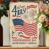 Vintage Metal Sign Patriotic Flag Firework Wall Decor for Home Office 20x30 Cm