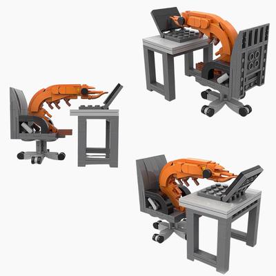 Kreatywny Zestaw Klocków do Budowania Modelu Krewetki Roboczej Puzzle Zmontowane Zabawki Ozdoby na Biurko Rak MOC Klocki Prezenty dla Dorosłych/Dzieci