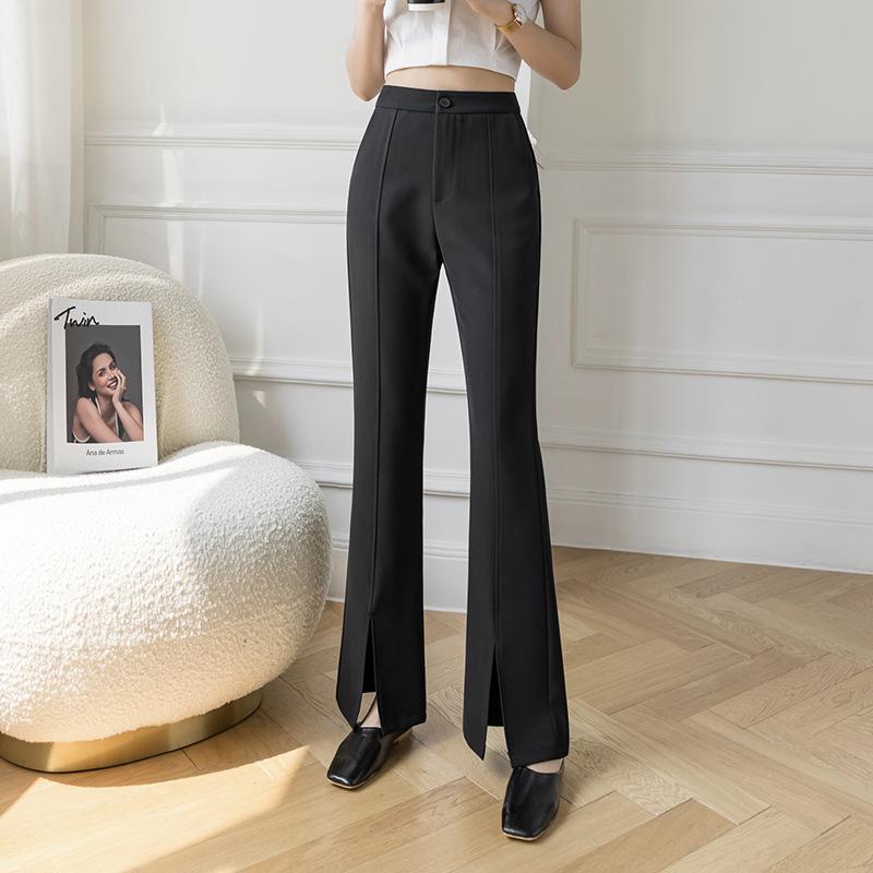 Women's Korean Style High-Waisted Flared Split Dress Pants - Spring/Summer 2026 Collection, Slimming Drapey Trousers Casual Trousers.