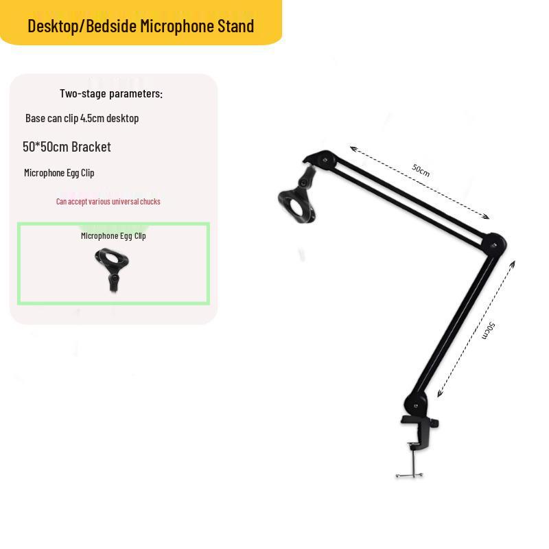 Desktop Streaming Microphone Stand with Fill Light, Boom Arm, and Phone Holder
