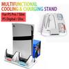 Ultra Thin RGB Cooling Stand for PS5 Pro/Slim/Digital/UHD, 3-Speed Turbo Cooler with Controller Charging & Game Disc Storage
