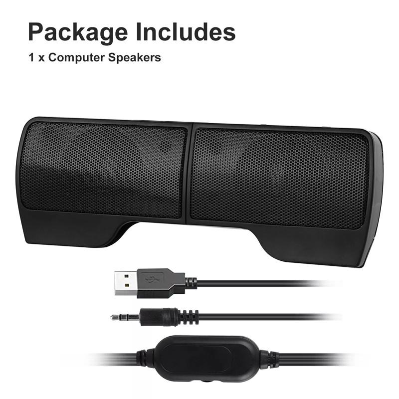 Clip On Usb Speaker For Notebook Laptop Pc Desktop Tablet Wired Stereo Speaker Line Controller Soundbar