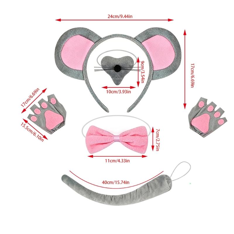 Soft Fabric Mouse Ears Headband For Kids Role Play Costume Accessories Halloween Mouse Costume Headwear