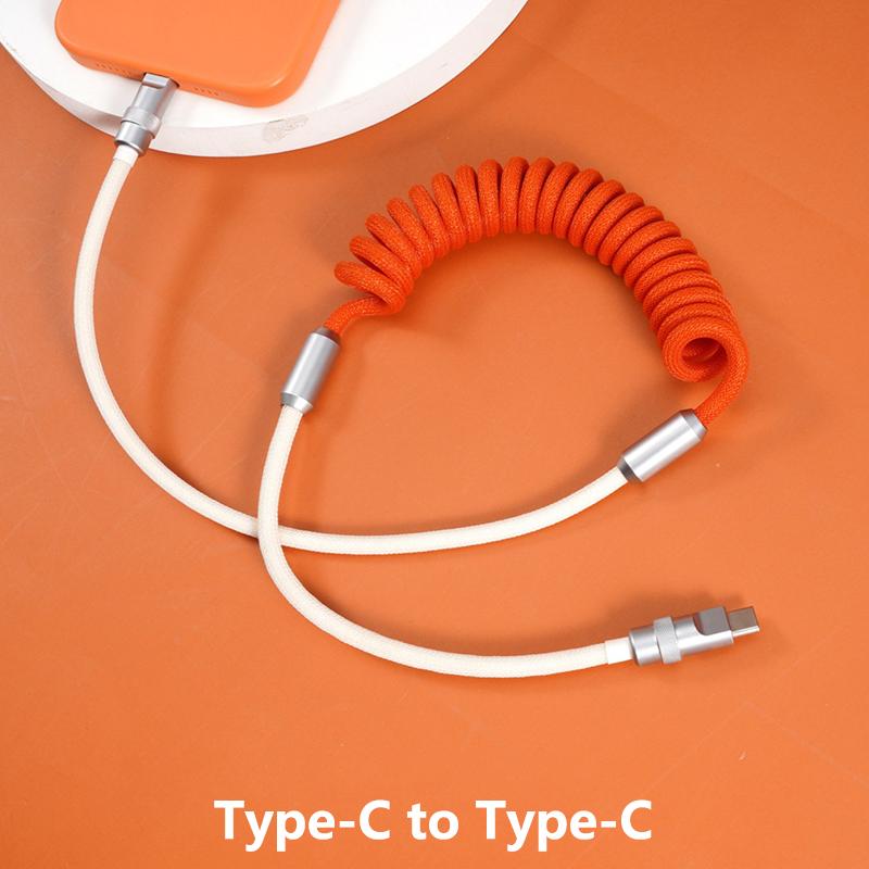 1.8M 120W Fast Charge USB Cable Quick Charge Type-C Lightning Spring Cable For USB To Type C