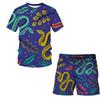 European and American Amazon Summer New Colorful Patterned 3D Print T-shirt Men's Casual Short Sleeve Shorts Short Sleeve Set