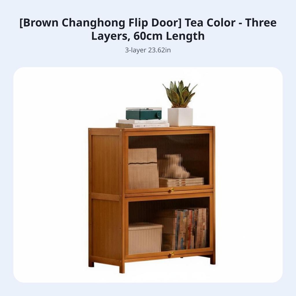 Multi-Tier Storage Organizer Large Capacity Fluted Door Display Cabinet Flip-Up Door Storage Unit Versatile Design