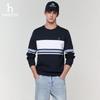HAZZYS Men's Round Neck Contrast Stripe Waffle Knit Sweatshirt