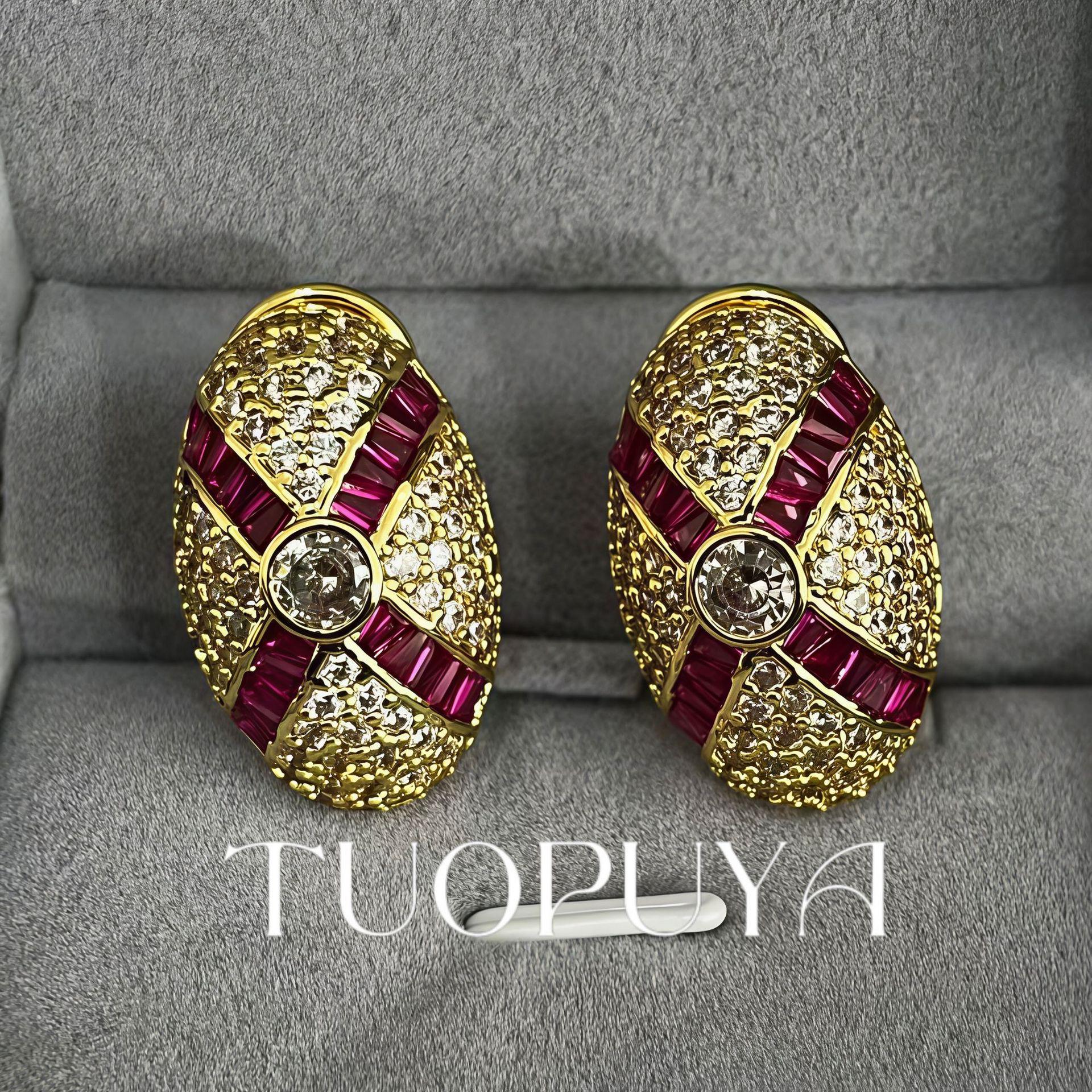 Elegant Pink Zirconia Teardrop Ear Cuff with Micro-set Stones