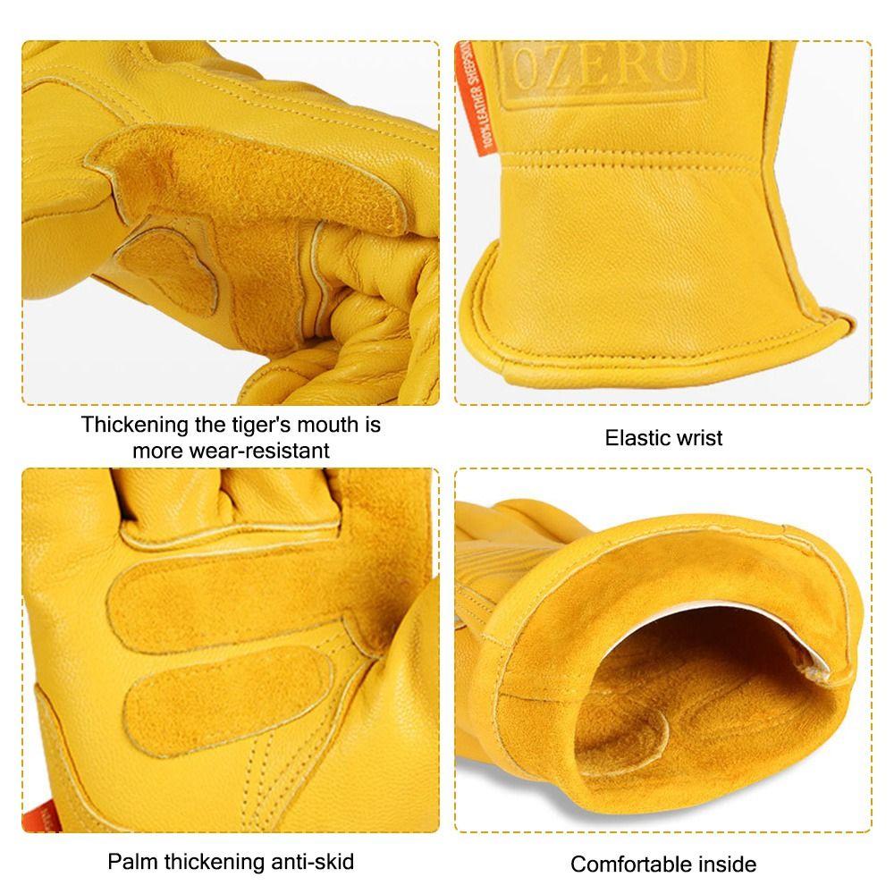 Keep Warm Motorcycle Riding Gloves Sheepskin Leather Outdoor Sport Gloves  Unisex
