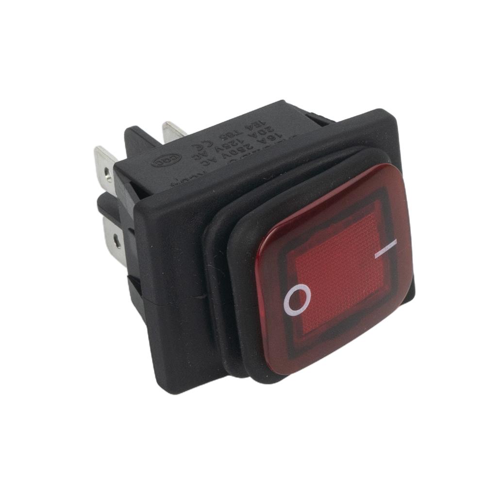 Rectangle Rocker Switch Red Waterproof 20A DPST IP67 Illuminated