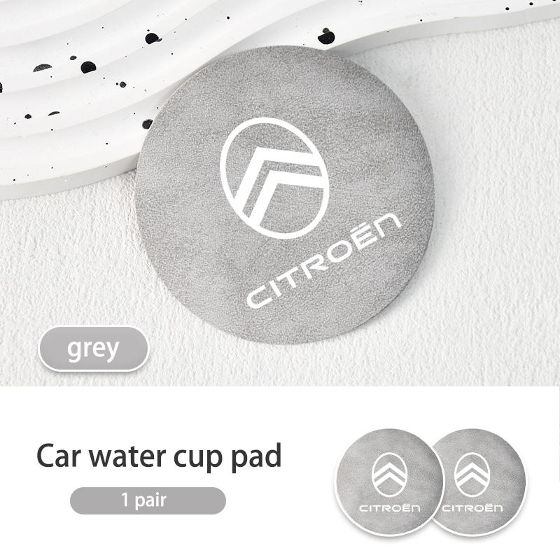 2pcs Suede Car Coaster Non-slip Water Cup Mat Bottle Holder Pad For Citroen C4 C3 C5 C1 C2 C6 VTS C4L DS3 DS4 DS5 Grand Berlingo