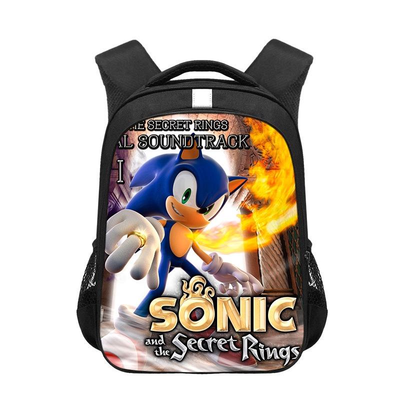 Sonic Cartoon Kids Backpack Durable Polyester Material 20-35l Capacity Zipper Closure Cushioned Shoulder Straps 44*30.5*16cm
