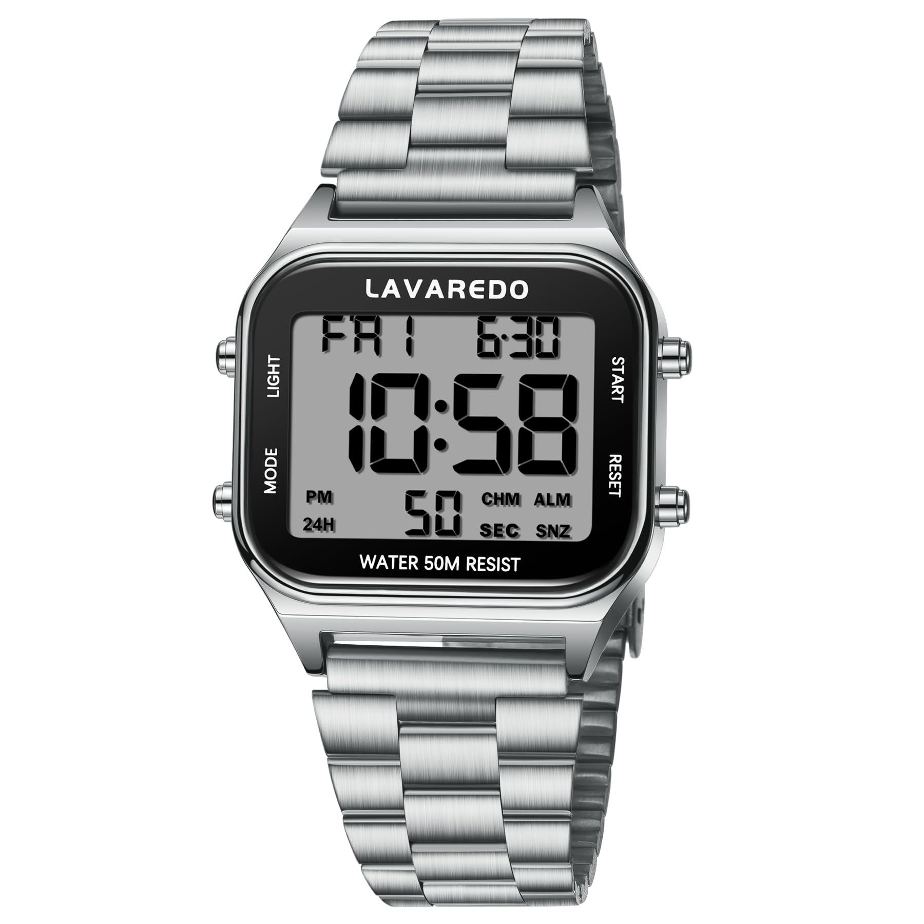 

Водонепроницаемые цифровые часы ShunkanSai из нержавеющей стали со светодиодным индикатором дня недели и инструкцией в комплекте, мужской многофункциональный дисплей, дата, неделя,