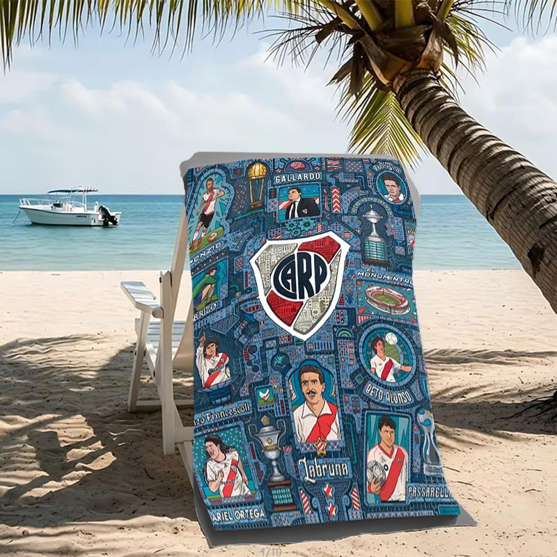 Beach Towel with Club Atlético River Plate Pattern - soft,absorbent,machine washable Lightweight&Modern,swimming,Travel Essentials