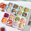 Plastic Snacks Tray with Clear Lid Stylish Dried Fruit Storage Box with 4 Compartments Reusable Food Storage Container