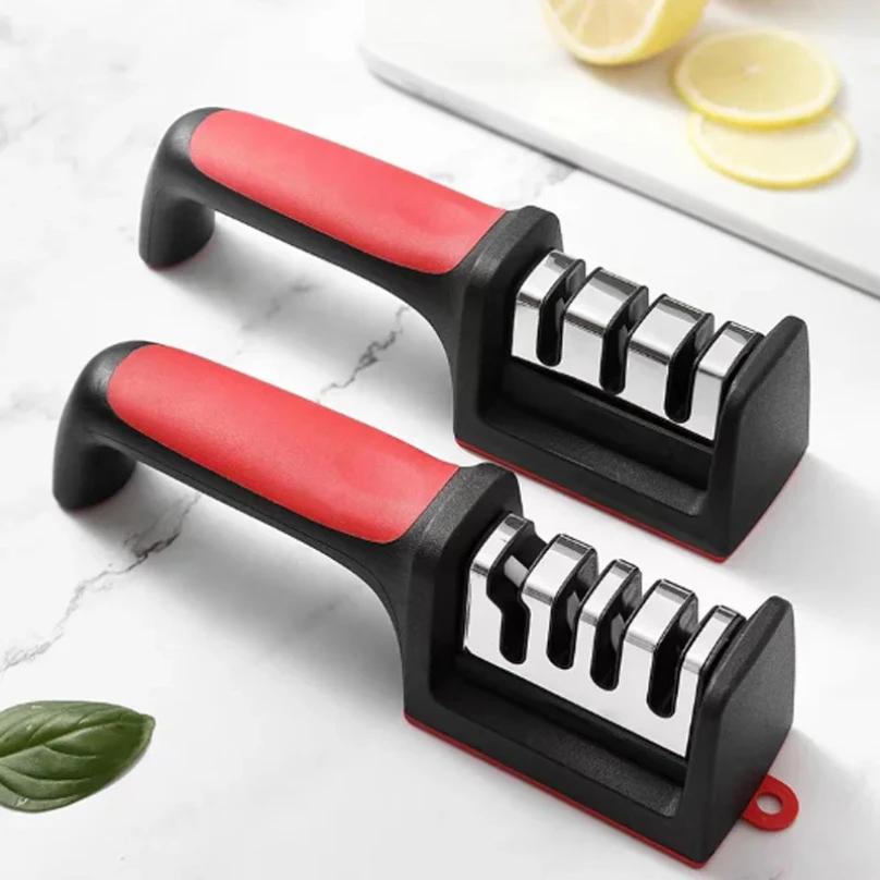 4-Stage & 3-Stage Kitchen Knife Sharpener - Easy-to-Use Household Sharpening Tool with Ergonomic Grip