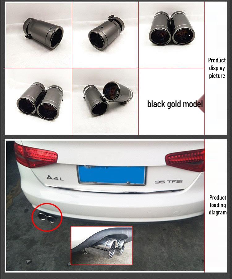 Stainless Steel Titanium Black Tailpipe for Tiguan, A1A3, CC, A6L, Wrangler, CX3, CX4, CX5, and Yihu.