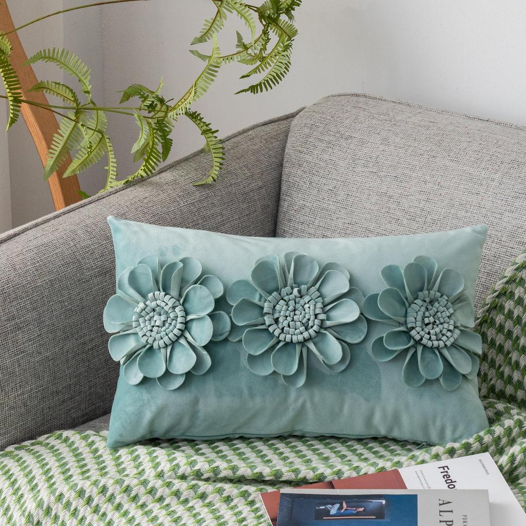 Yüksek Kaliteli Kalın Malzeme Ayçiçeği Kanepe Yastık Kılıfı - Küçük Yaprak, Avrupa ve Amerikan Hafif Lüks, İç Mekan Stili, Açık Hava Bel Yastığı