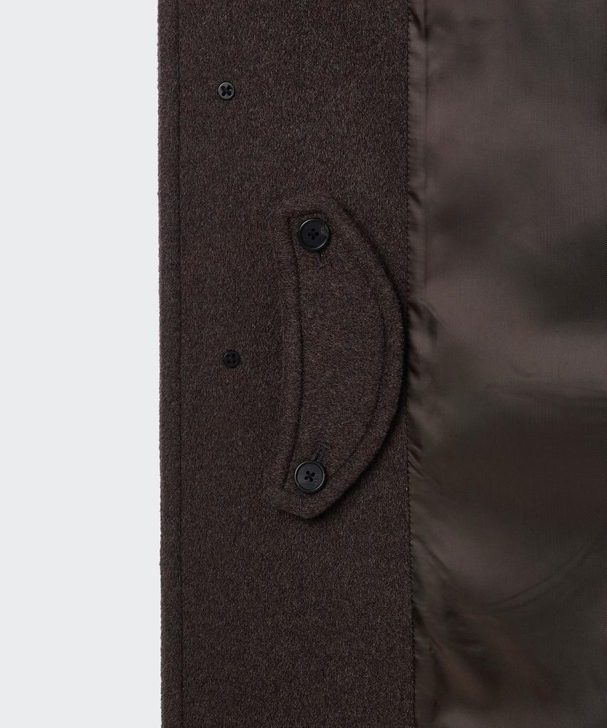 MUSINSA STANDARD Cashmere Blend Oversized Minimal Balmacaan Coat [Heather Brown]