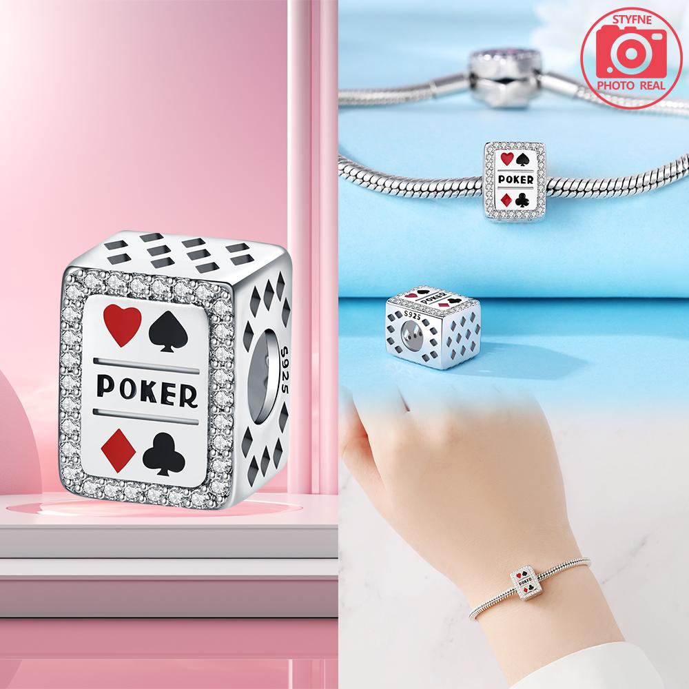Playing Cards With Stone Beads Copper Plated For Charms Copper Plated Original Bracelet For Jewelry Making