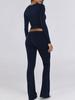 Autumn Women Deep V Neck Flared Pants Sport Casual Set For Women