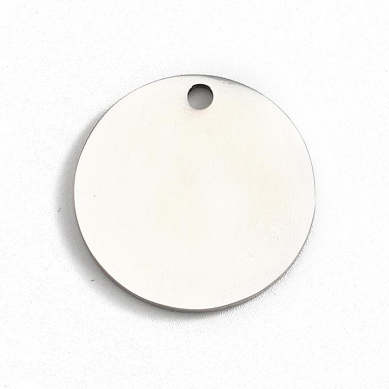 Engravable Round Stainless Steel Pendant - Polished Mirror Finish Dog Tag Accessory