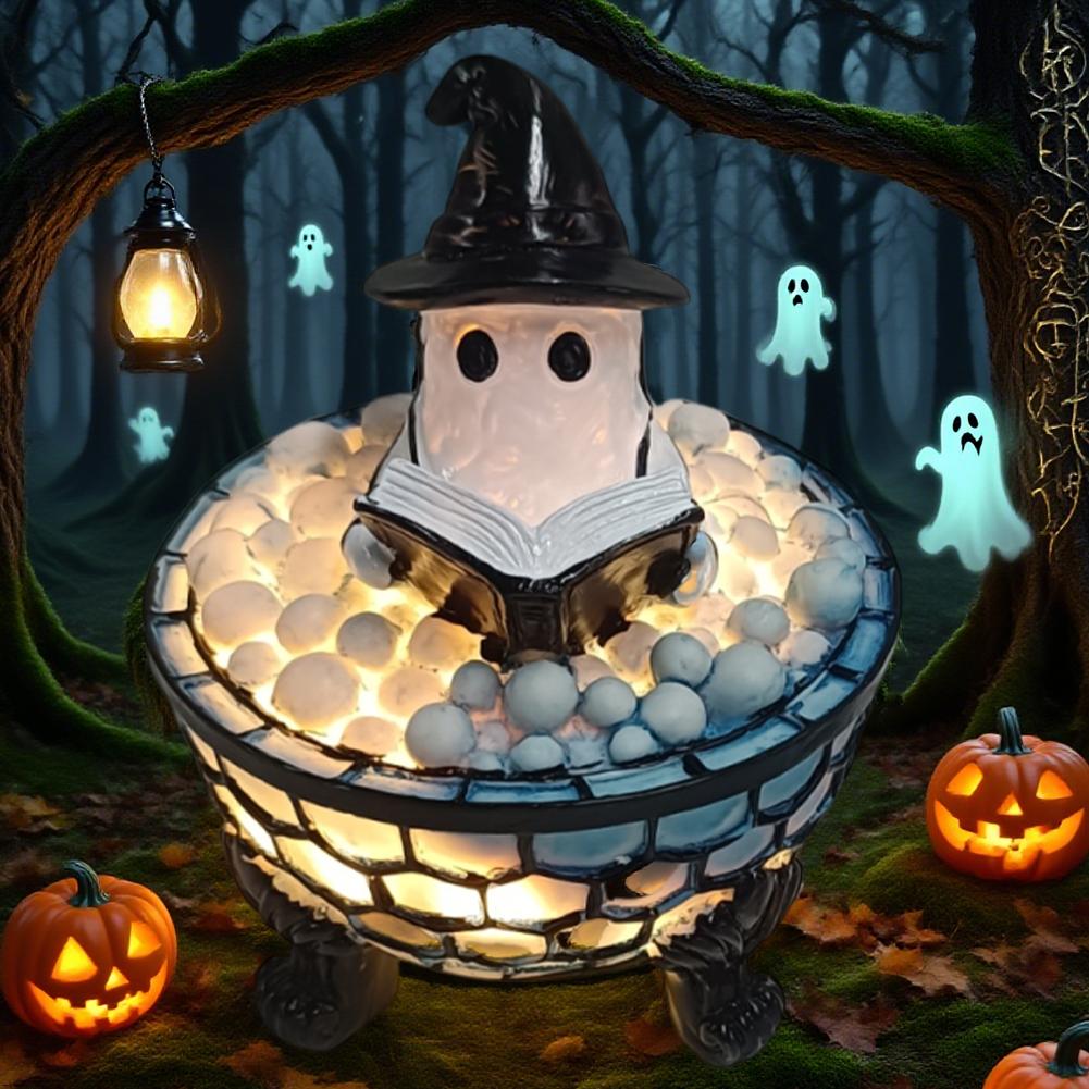 LED Halloween Ghost Night Light Battery Powered Cute Ghost Lamp Multi-Purpose Ghost Bathtub Accent Lamp for Home Bathroom Decor
