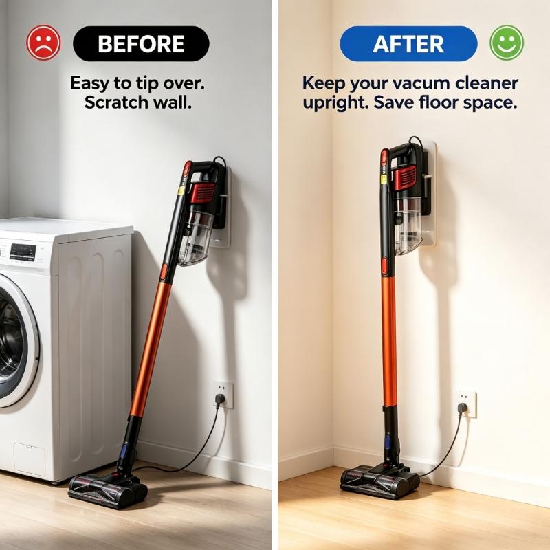 Vacuum Wall Storage Holders, 2-Pack Mounts with ABS Construction and Side Cord Guides for Vertical Placement in Homes, Apartments, and Garages