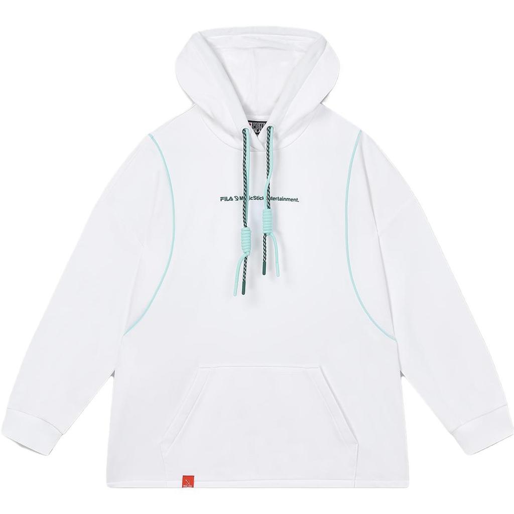 Fila X Magic Stick Hooded Casual Loose Knit Sweatshirt Women Sweatshirts Standard-White F11W339202F-WT