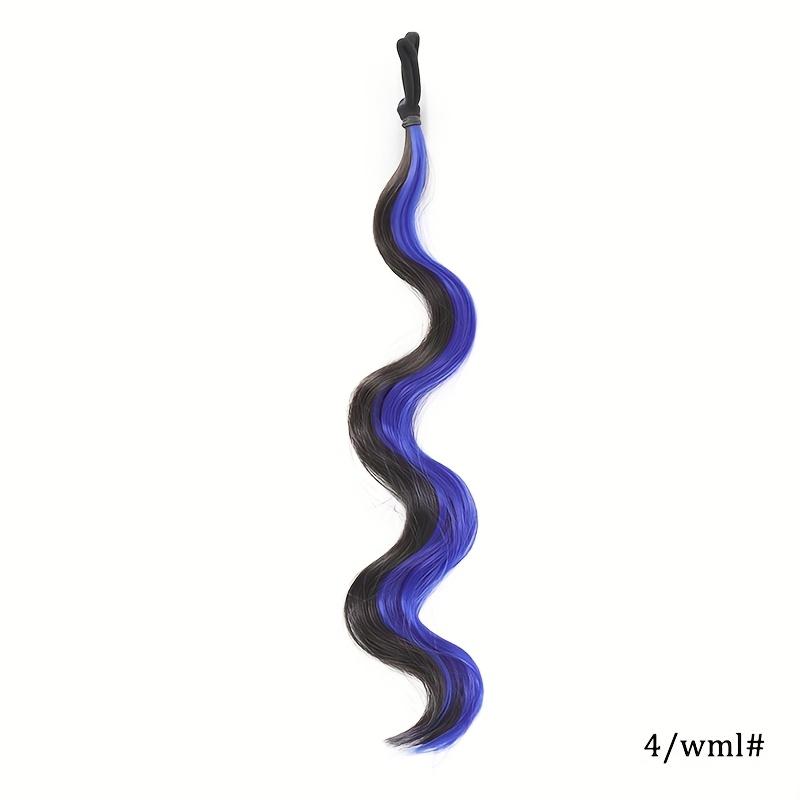 Long Synthetic 18inch Deep Wave Ponytail with Rubber Band DIY Self Winding Bun Head Curly Hair Bundle Omber Brown Black Green