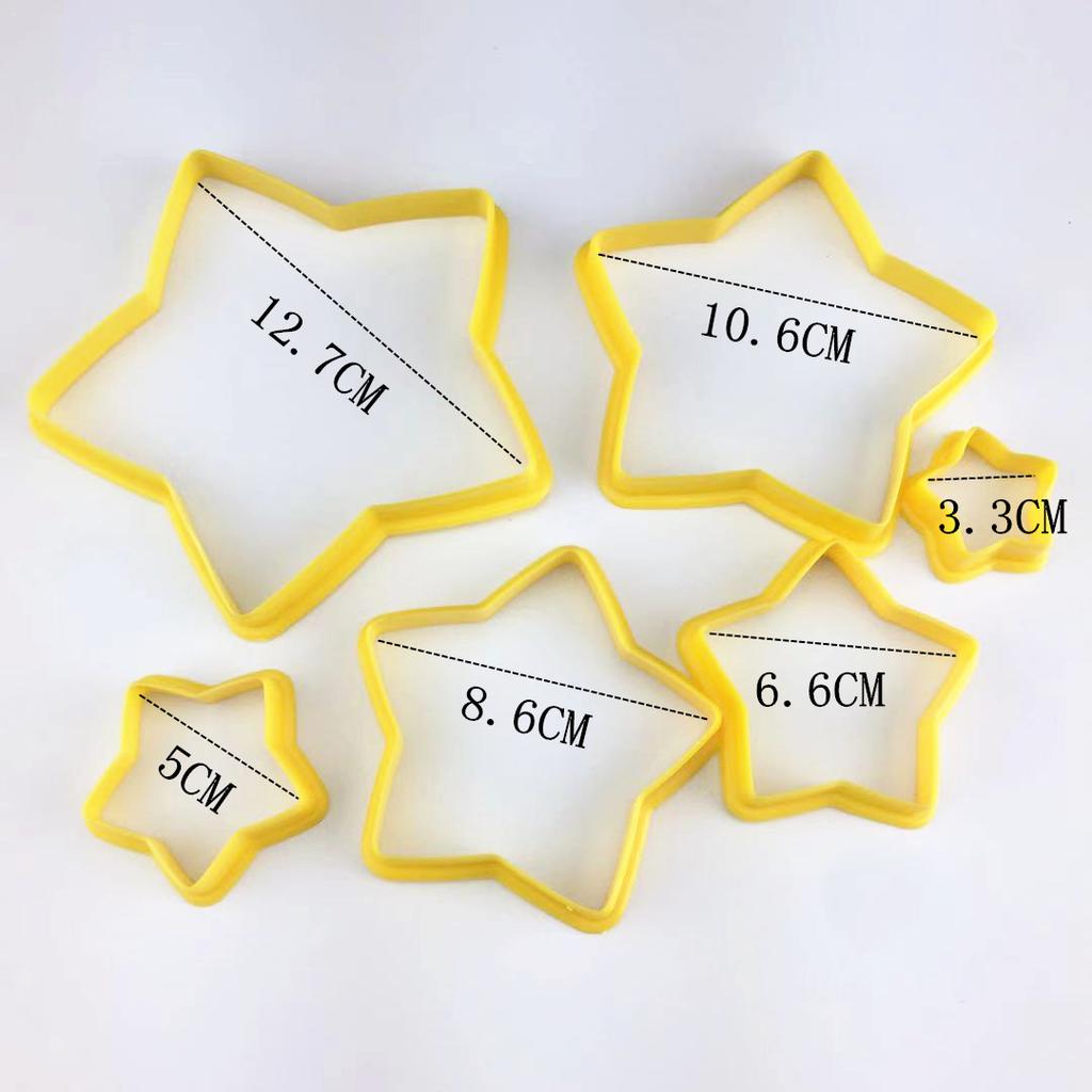 5-in-1 Embossing Mold Set Plastic 3D Heart & Star Cutter Shapes for Baking Biscuit for Cookies Fondant & Chocolate Decor