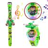 Children's Cartoon Music Watch with Seven-Color Luminous Spinning Gyro Toy
