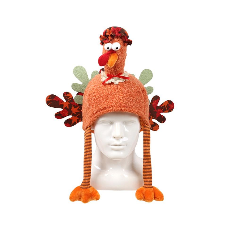 

Cartoon Thanksgiving Plush Turkey Hat High-top Thanksgiving Decor Thanksgiving Cap Holiday Style B