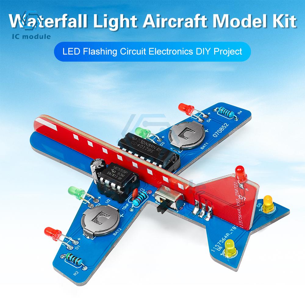 Kit Elettronico Fai da Te Luce a LED Flusso Modello di Aeroplano Kit di Saldatura Elettronica Pratica Kit di Assemblaggio Scienza Elettronica