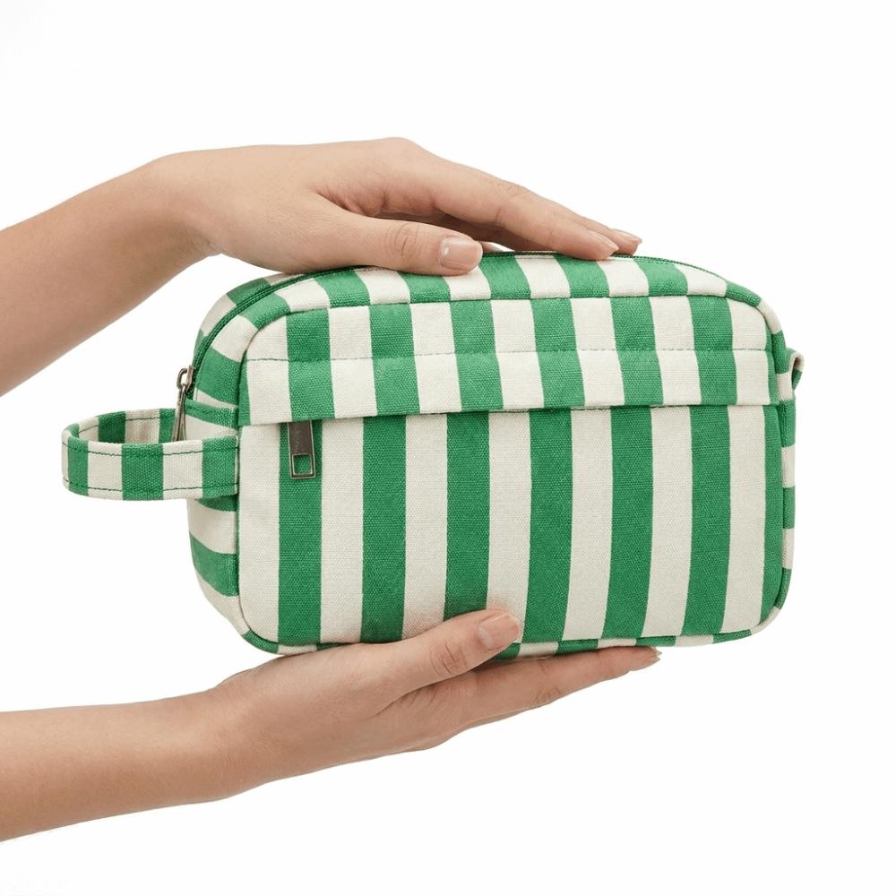 Zipper Striped Makeup Bag Lightweight Cosmetic Pouch Ideal Gift Storage Bag  Business Trip