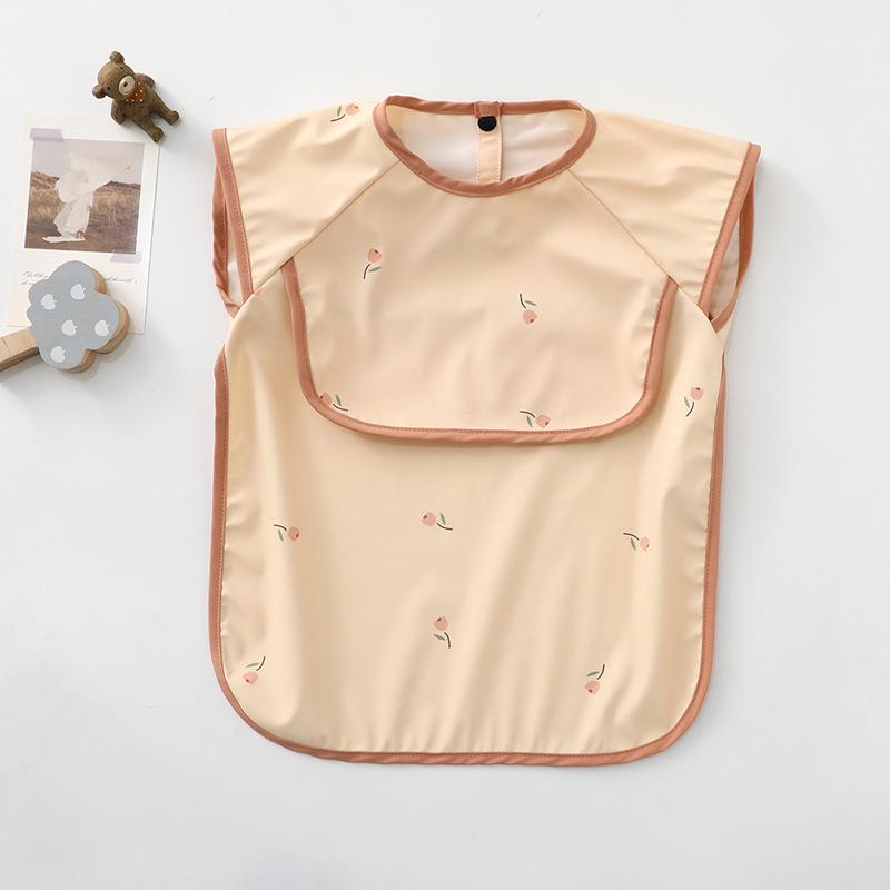 Reversible Waterproof PU Baby Feeding Shirt with Rice Pocket - Short Sleeves, Anti-Stain