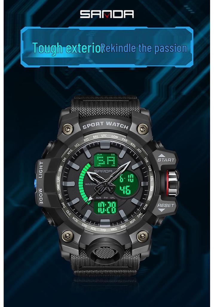 Sanda Men's Multifunctional Waterproof Luminous Sports Watch