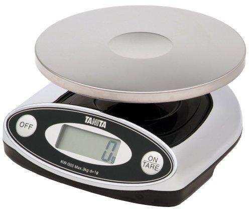 Tanita Cooking Scale, Kitchen Scale, Commercial Use, Waterproof, 3kg Capacity, 1g Increments, Chrome, KW-003 CR, Non-Trade Certified