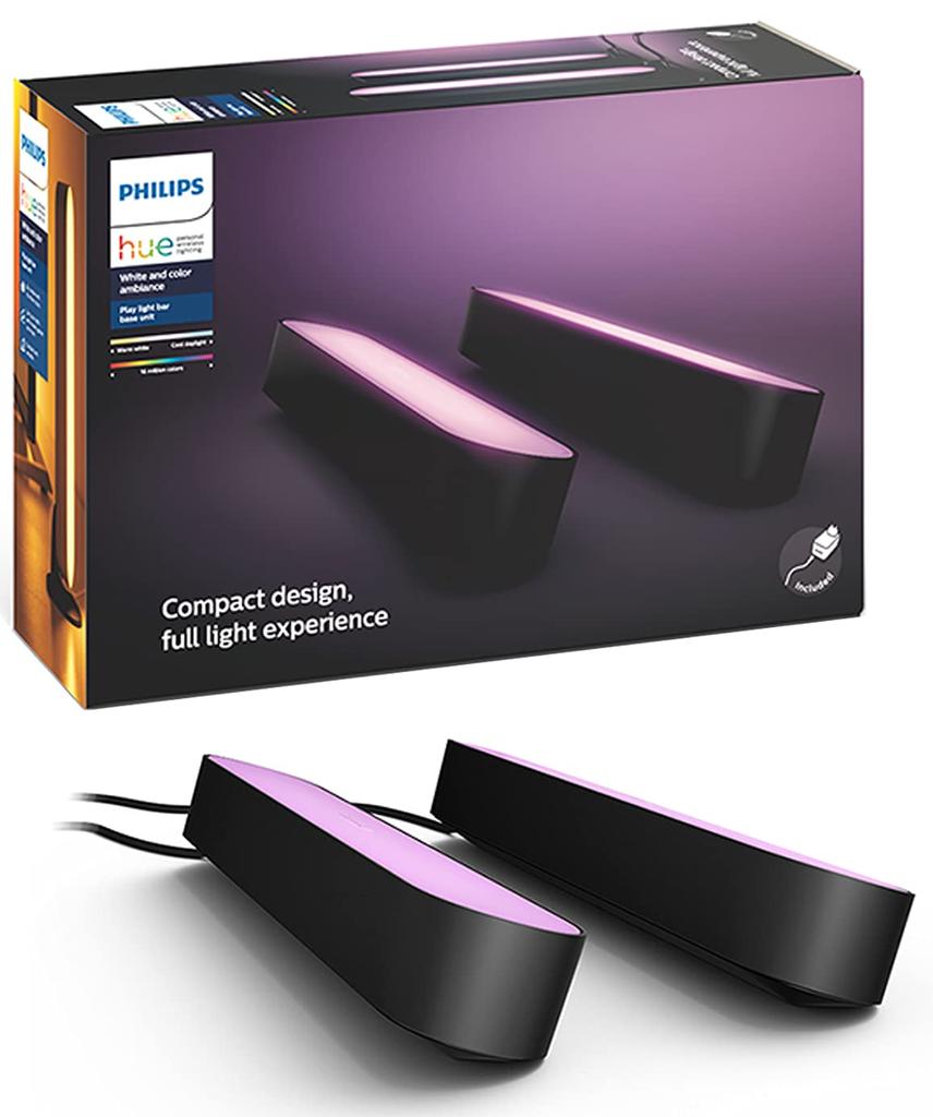 Philips Hue LED Bar Light, Smart Light for Gaming, Displays, Monitors, Alexa Compatible, RGB Dimmable Ambient Lighting, Full Color, Compatible with