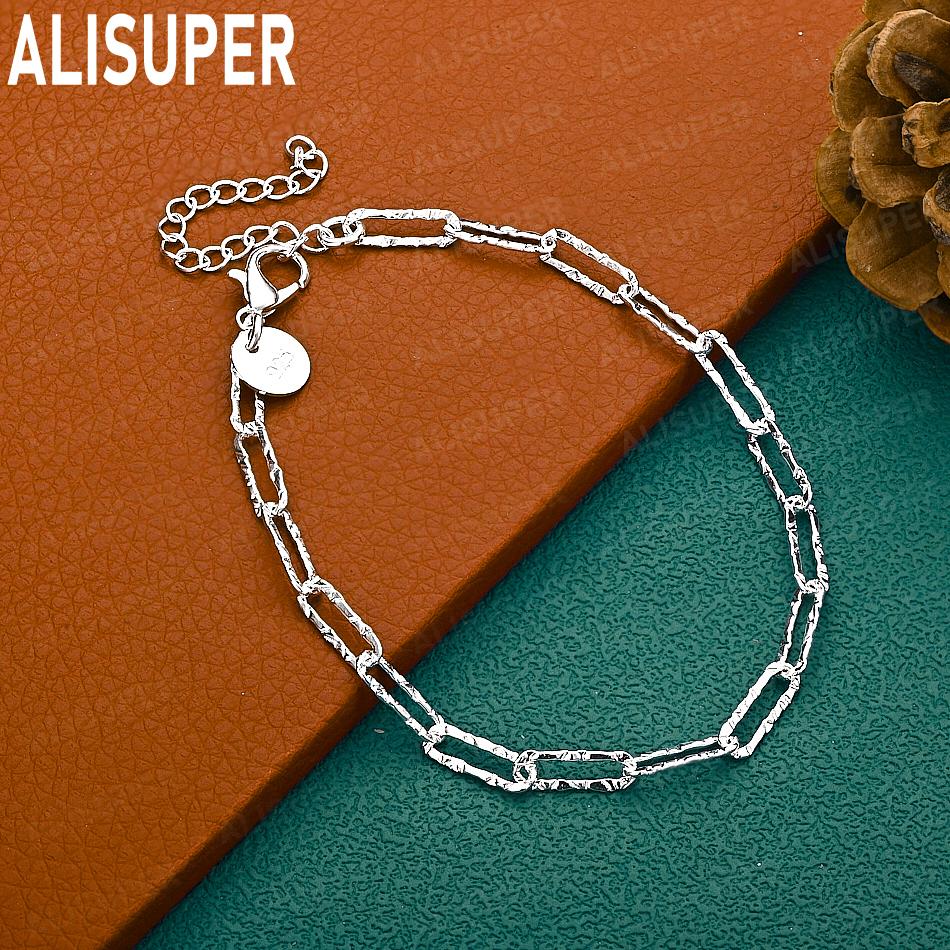 925 Sterling Silver Vintage Embossed Paperclip Bracelet - Exquisite Gift Jewelry
