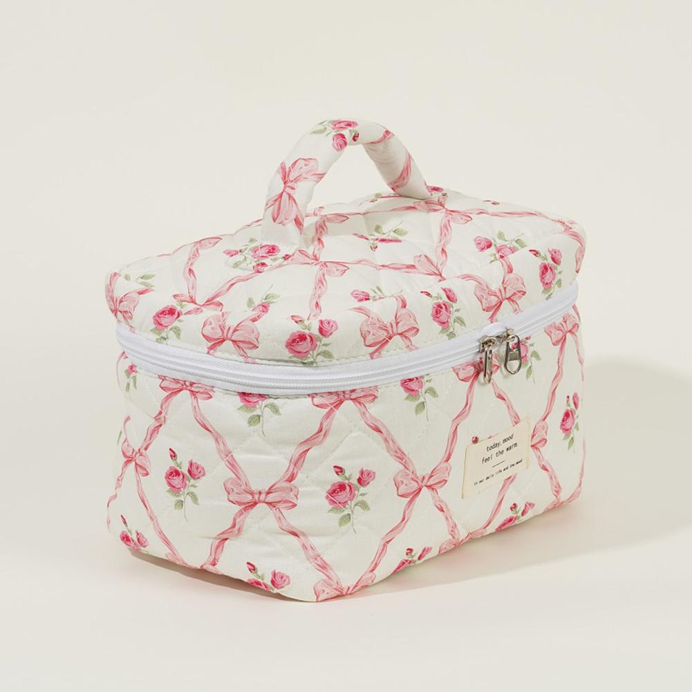 3Pcs Makeup Bag Set Travel Cosmetic Bag Large Capacity Quilted Cosmetic Organizer Bag Aesthetic Cotton for Travel Vacation