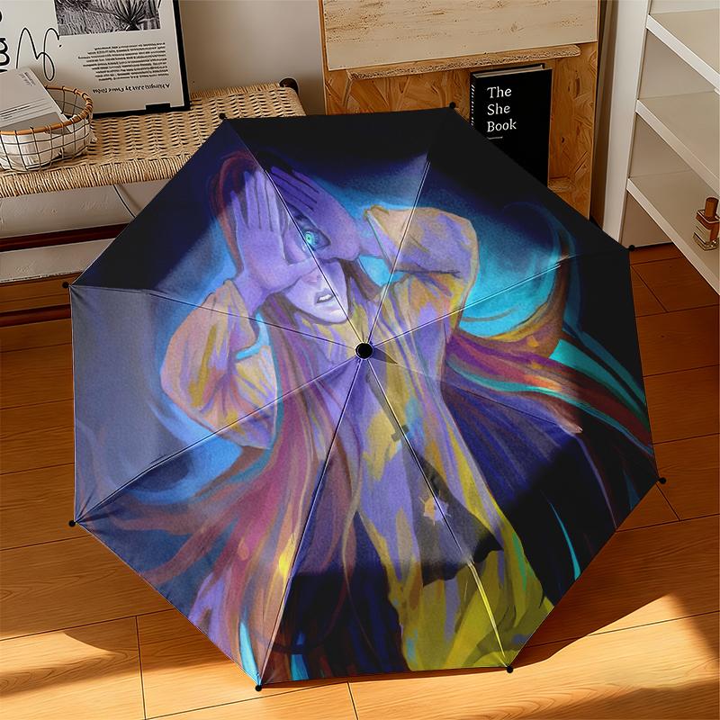 

1pc New World Order Illuminati Umbrella Portable Folding Umbrella Iron Frame Hole Bone Structure Outdoor Home Umbrella