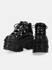 Women Gothic Metal Small Man Functional Wind High Top Millennium Spice Muffin Leather Lace-up Big Head Platform Shoes 10cm