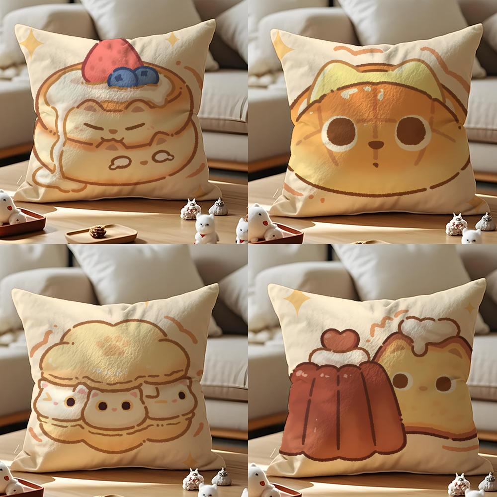 Animal-shaped Desserts Cushion Cover Anti-dustmite Pillowcase Invisible Zipper Silky Short Plush Sofa Cushion Cover