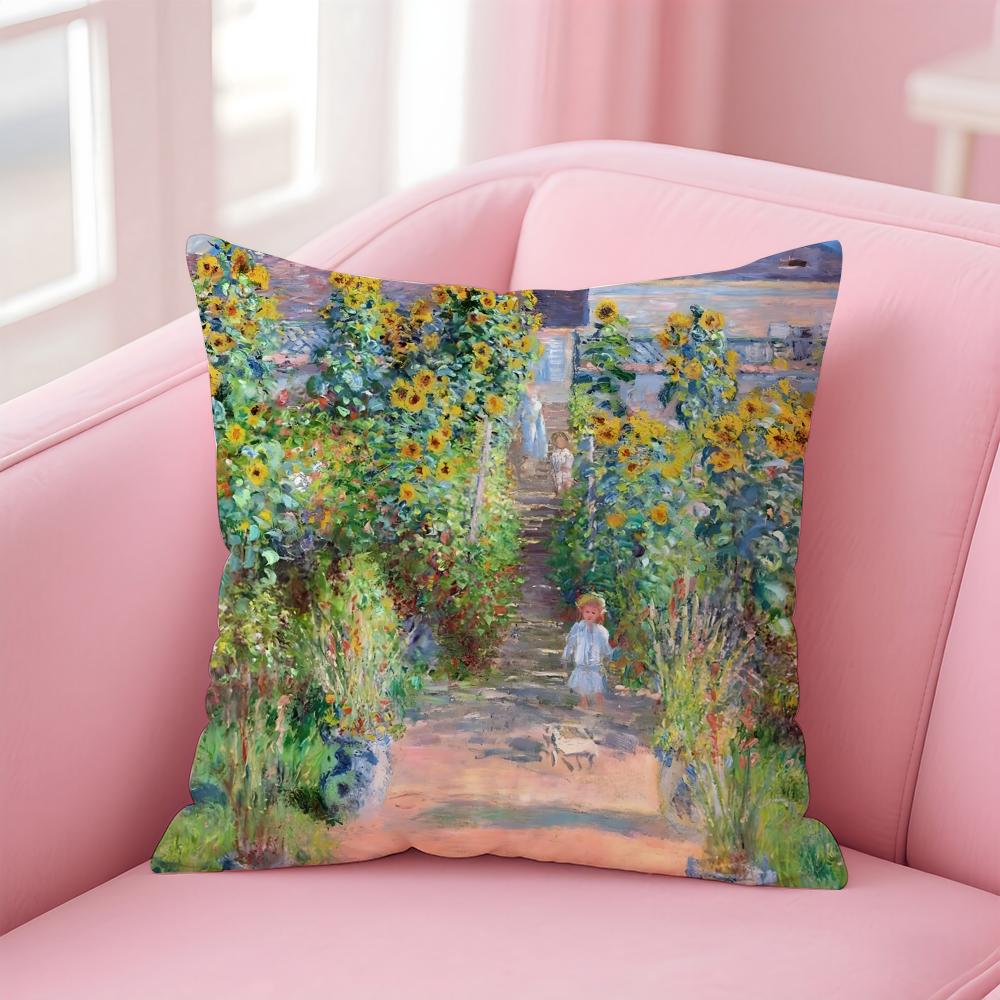 OscarClaude Monet Kissenbezug Leinen Kissenbezug Weiche Dekoration für Sofa Wohnzimmer