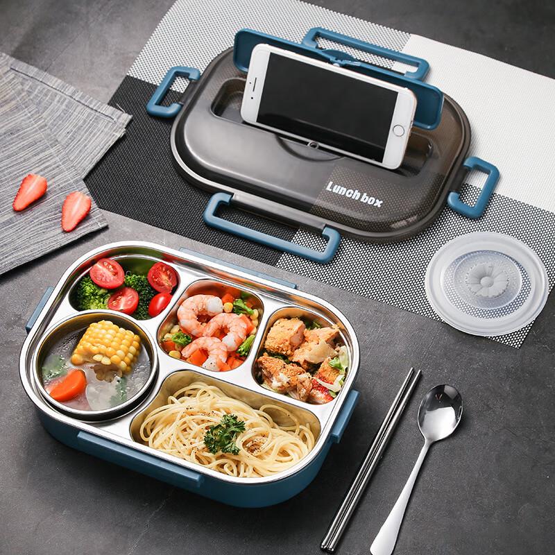 Jingxun 304 Stainless Steel 5-Compartment Lunch Box with Utensils