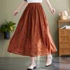 High Waist Polka Dot Literary Ramie Midi Skirt Women's Spring Summer Design Versatile